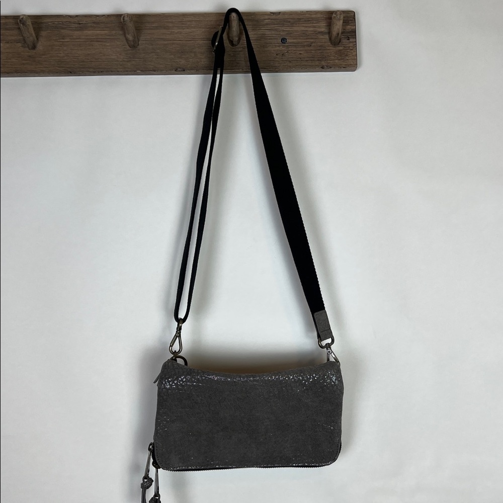 Kipling Crossbody Bag Leather Metallic Gray - Picture 6 of 16